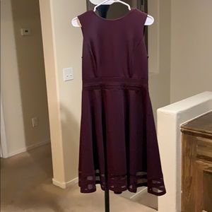 Calvin Klein fit and flare dress with mesh detail.